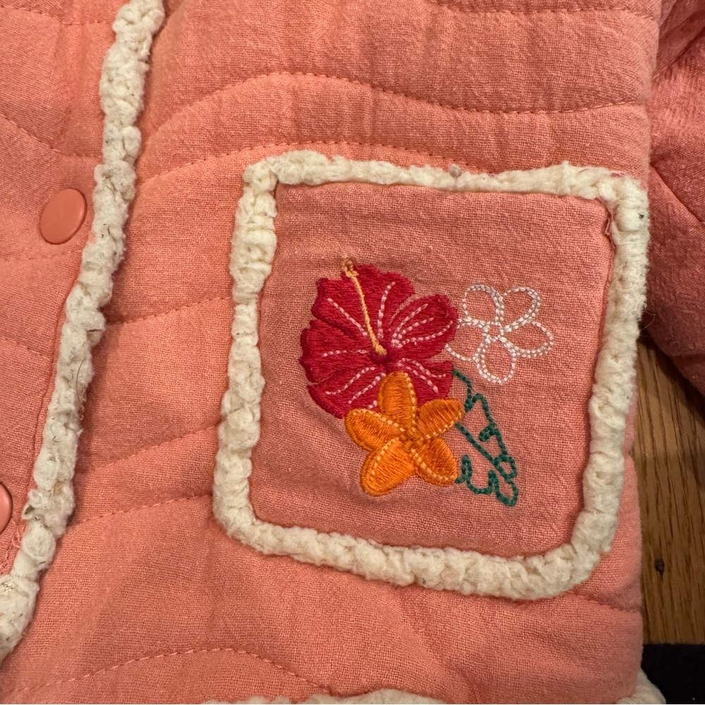 Disney Moana fleece Sherpa lined Embroidered Pink Jacket Sz 2T kids - Picture 2 of 8